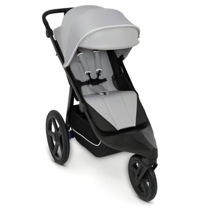 Modern Lightweight Baby Stroller with Large Canopy, Smooth Wheels, and Safety Harness System